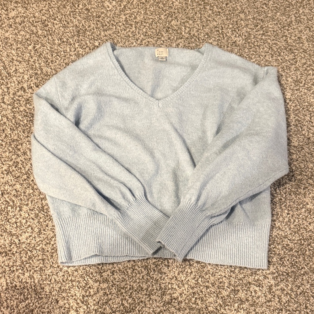 Light Blue V-Neck Women's Sweater